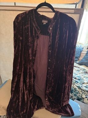 J. Jill Crushed Velvet Shirt in Deep Plum